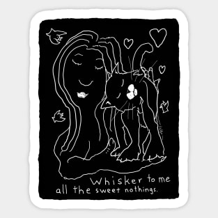 Whisker To Me black and white cat drawing for light background Sticker